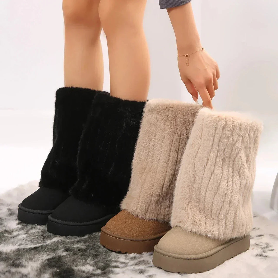 Ankle Sheepskin Boots | Tall Shaft Platform Base