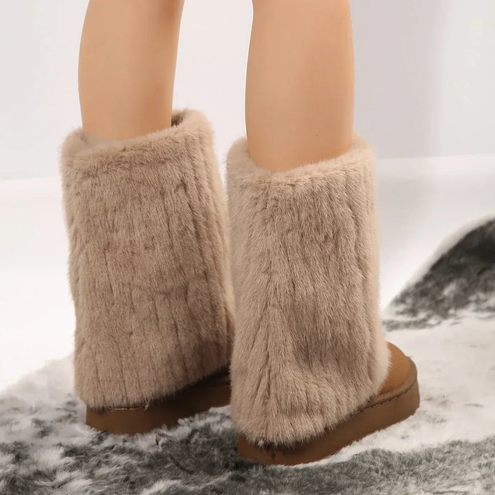 Ankle Sheepskin Boots | Tall Shaft Platform Base