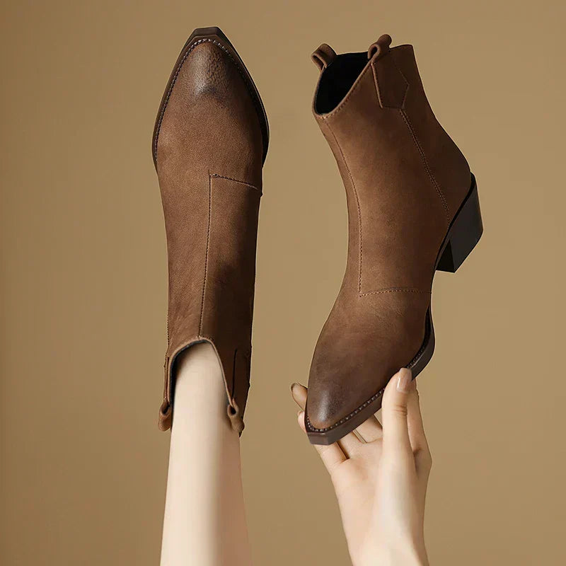 Sienna | Waterproof Pointed Toe Side-Zip leather Ankle Boots