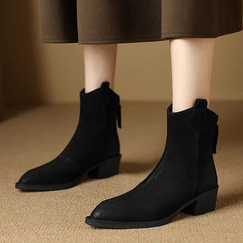 Sienna | Waterproof Pointed Toe Side-Zip leather Ankle Boots