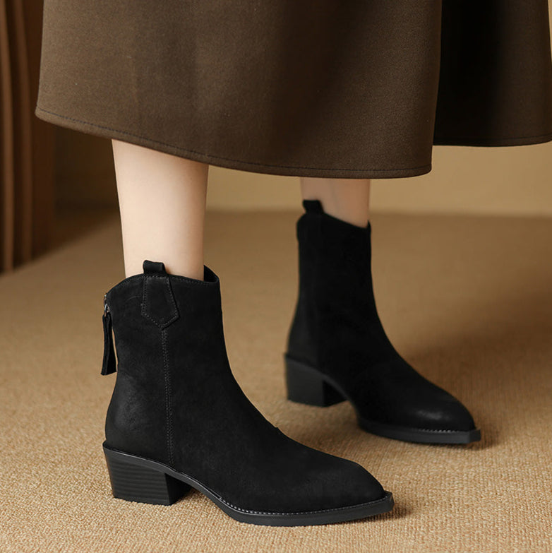 Sienna | Waterproof Pointed Toe Side-Zip leather Ankle Boots