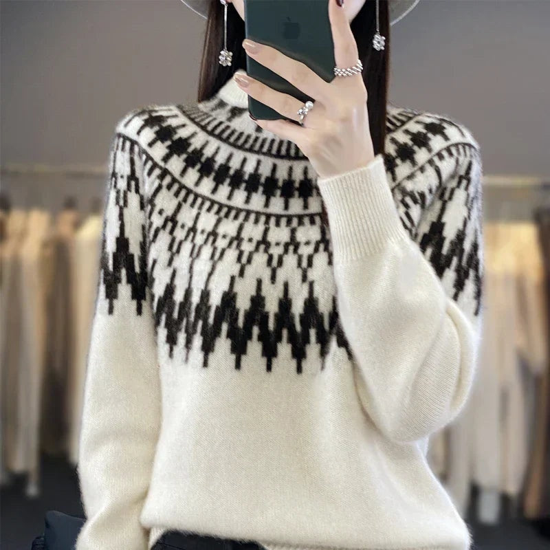 Isabella | Crew Neck Wool Relaxed Fit Knit Sweater