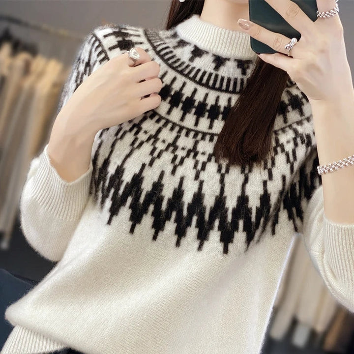 Isabella | Crew Neck Wool Relaxed Fit Knit Sweater