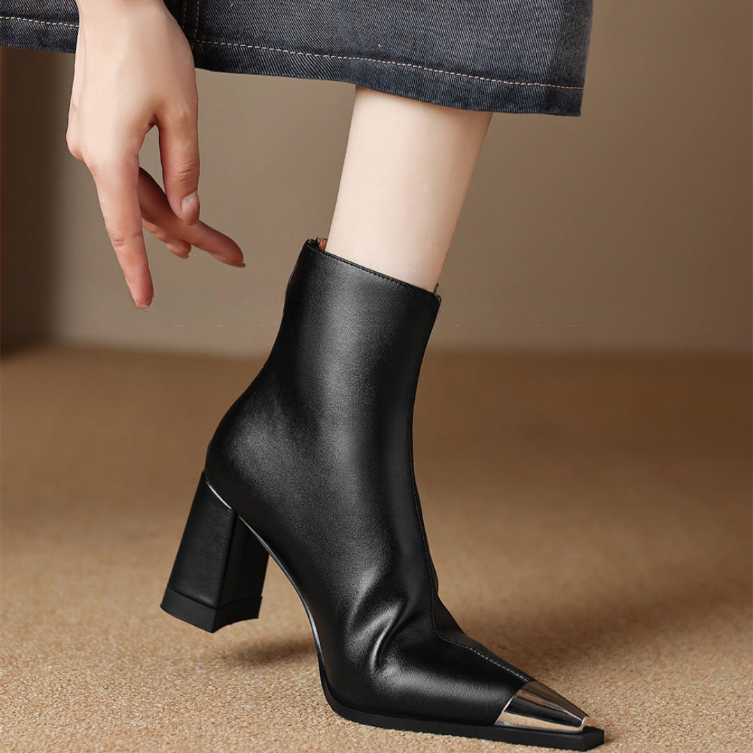 Ankle Leather Boots for Women | Pointed Closed Toe