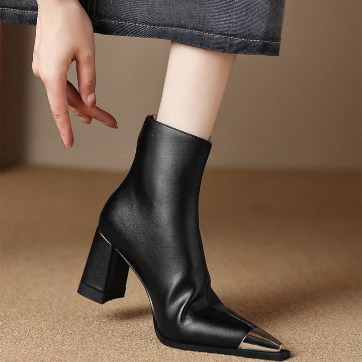 Ankle Leather Boots for Women | Pointed Closed Toe