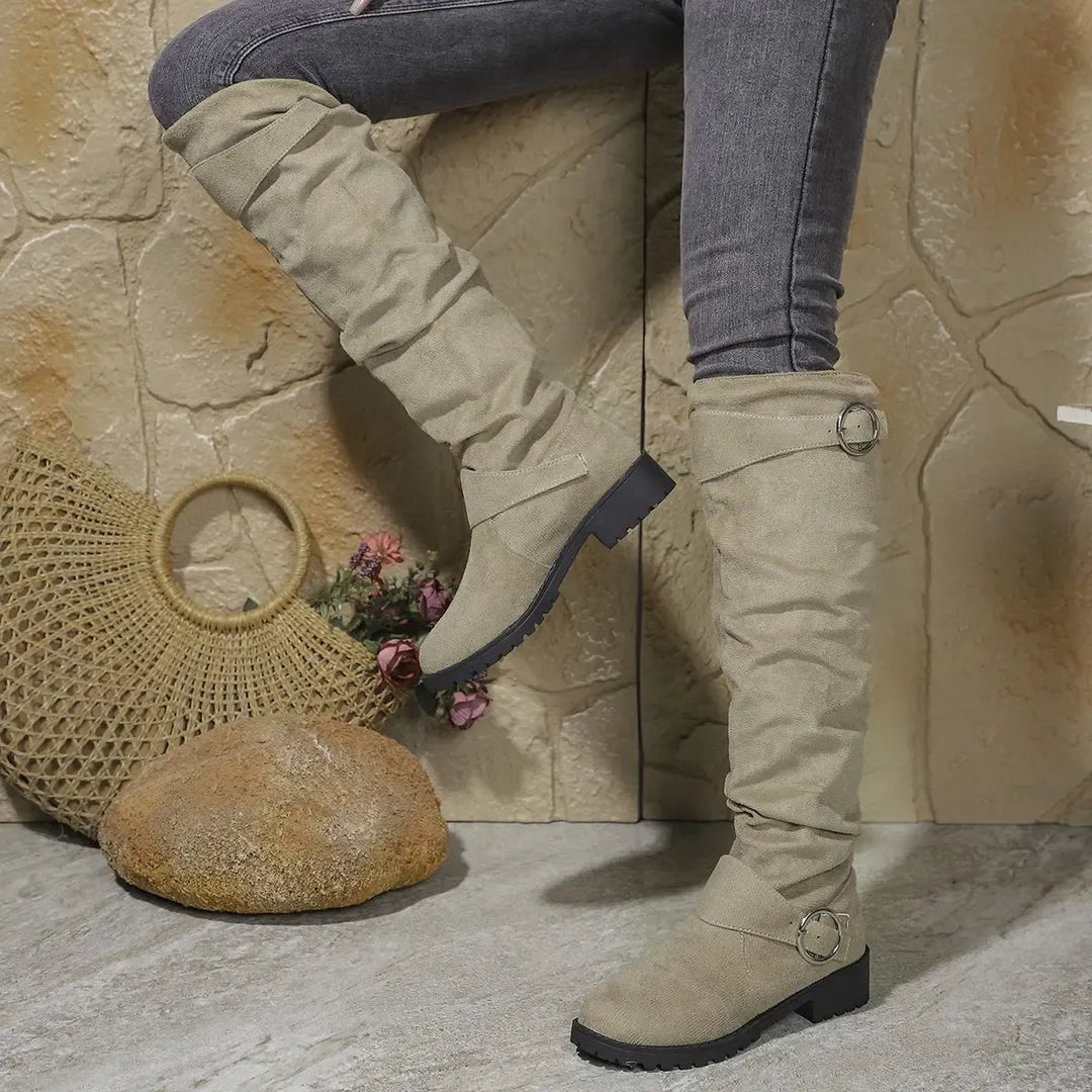 Olivia | Knee High Low Heel Boots