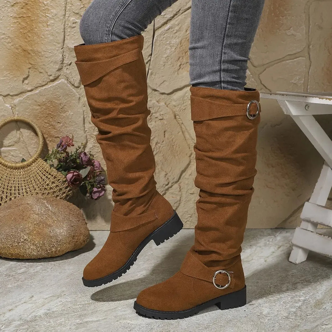 Olivia | Knee High Low Heel Boots