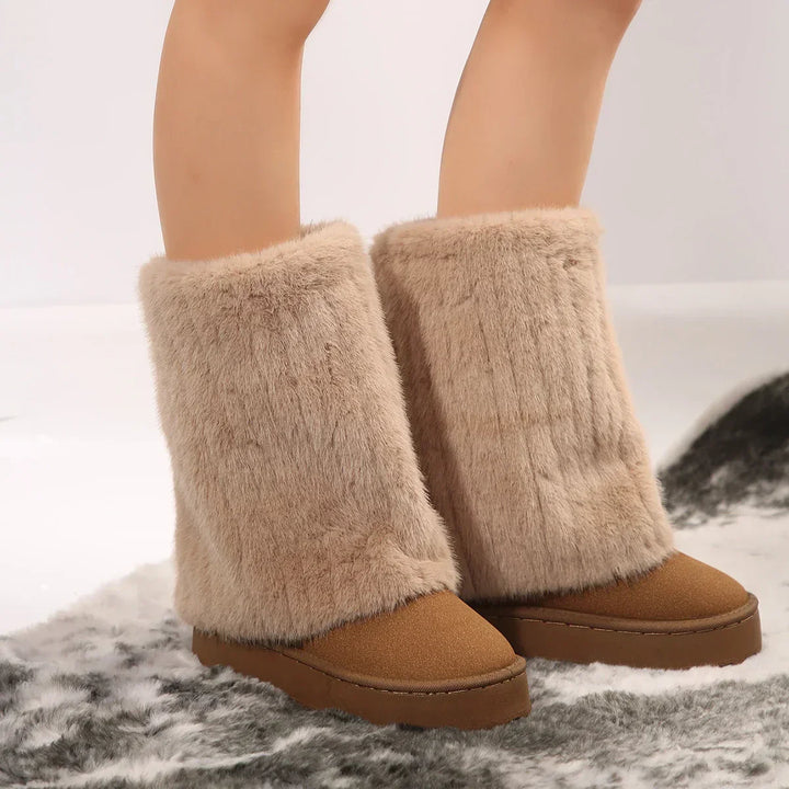 Ankle Sheepskin Boots | Tall Shaft Platform Base