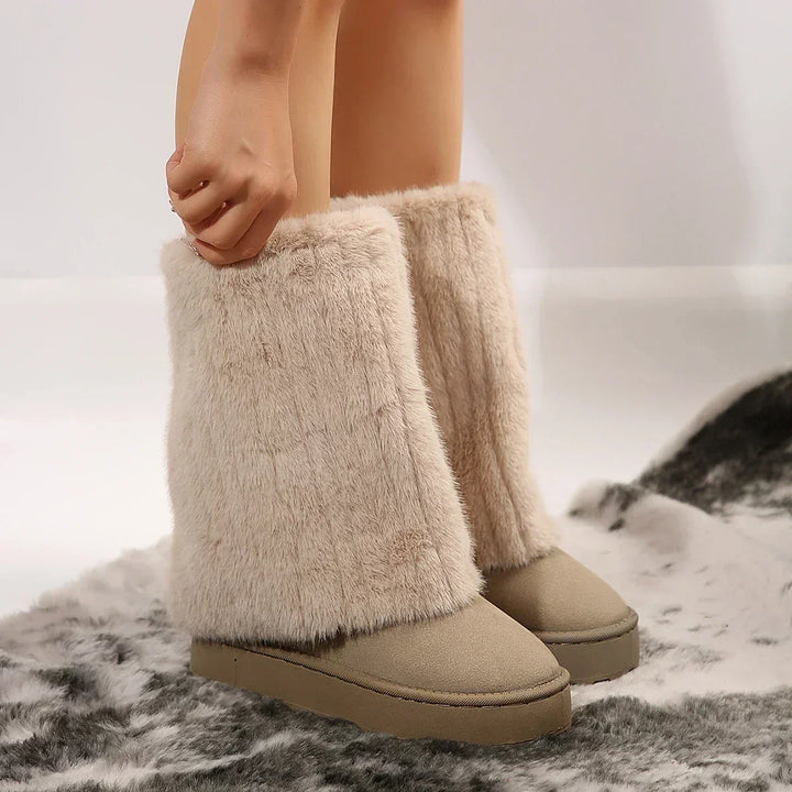 Ankle Sheepskin Boots | Tall Shaft Platform Base