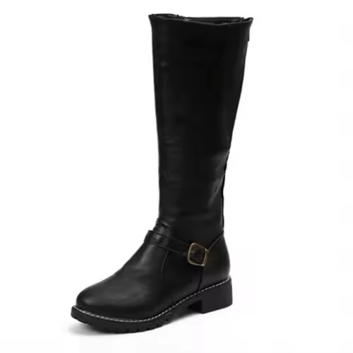 Joana | Knee-High Flat Heel Buckle Strap Winter Boots