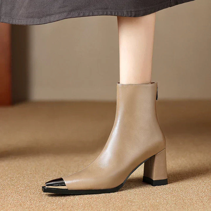 Ankle Leather Boots for Women | Pointed Closed Toe
