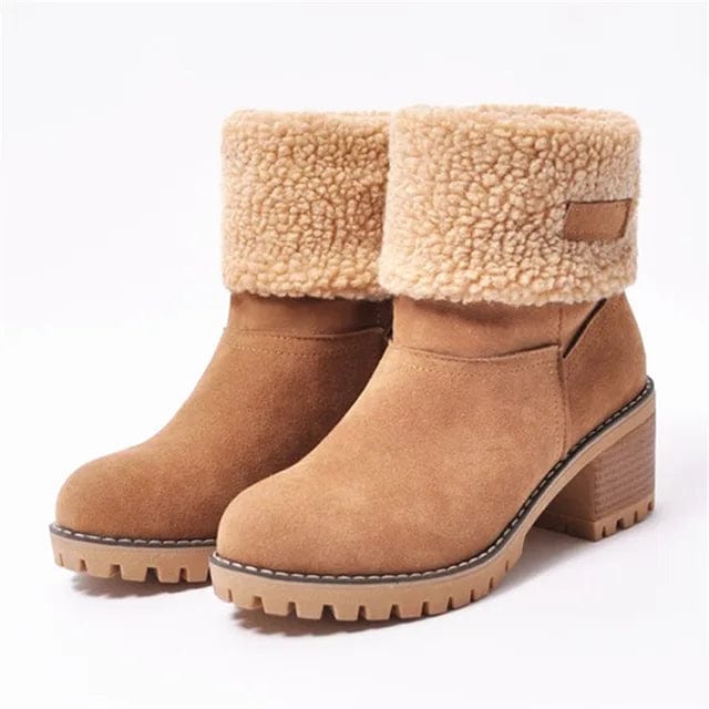 Bianca | Cuff Lug Sole Block Heel Winter Wool Ankle Boots