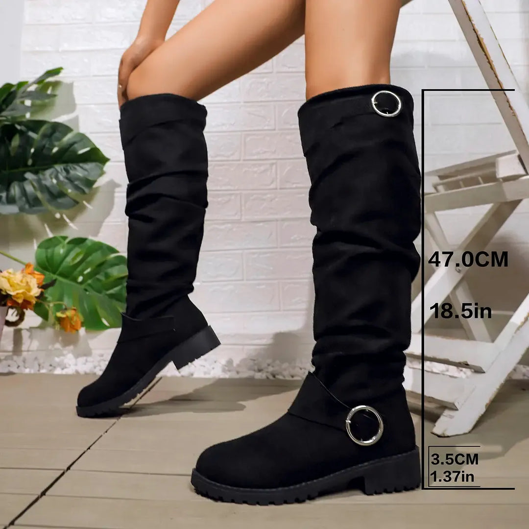 Olivia | Knee High Low Heel Boots