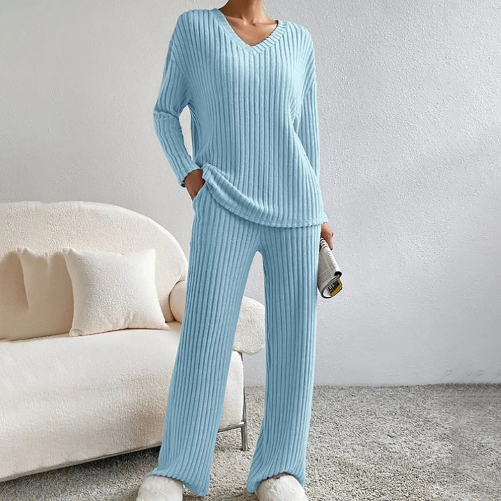 Suncrest | Ribbed Knit Two-Piece Sweater &amp; Trousers