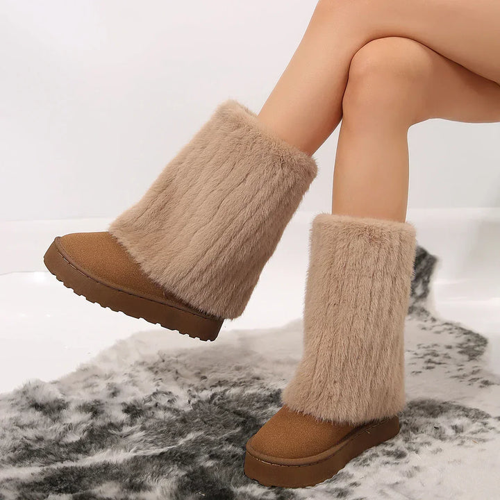 Ankle Sheepskin Boots | Tall Shaft Platform Base