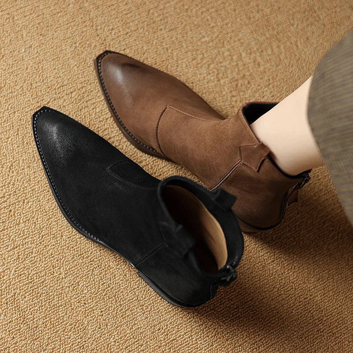 Sienna | Waterproof Pointed Toe Side-Zip leather Ankle Boots