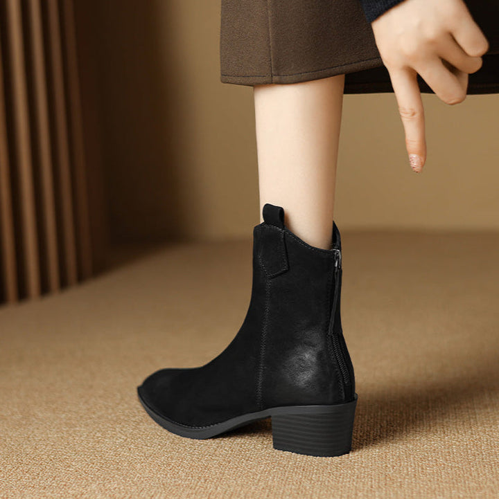Sienna | Waterproof Pointed Toe Side-Zip leather Ankle Boots
