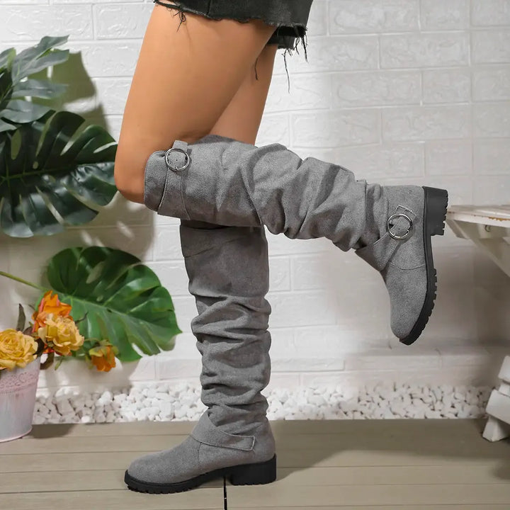 Olivia | Knee High Low Heel Boots