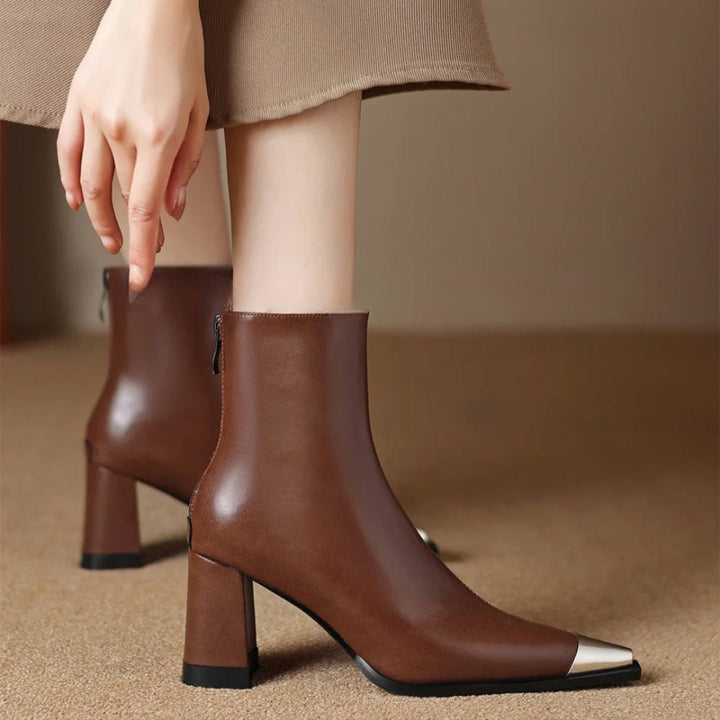Ankle Leather Boots for Women | Pointed Closed Toe