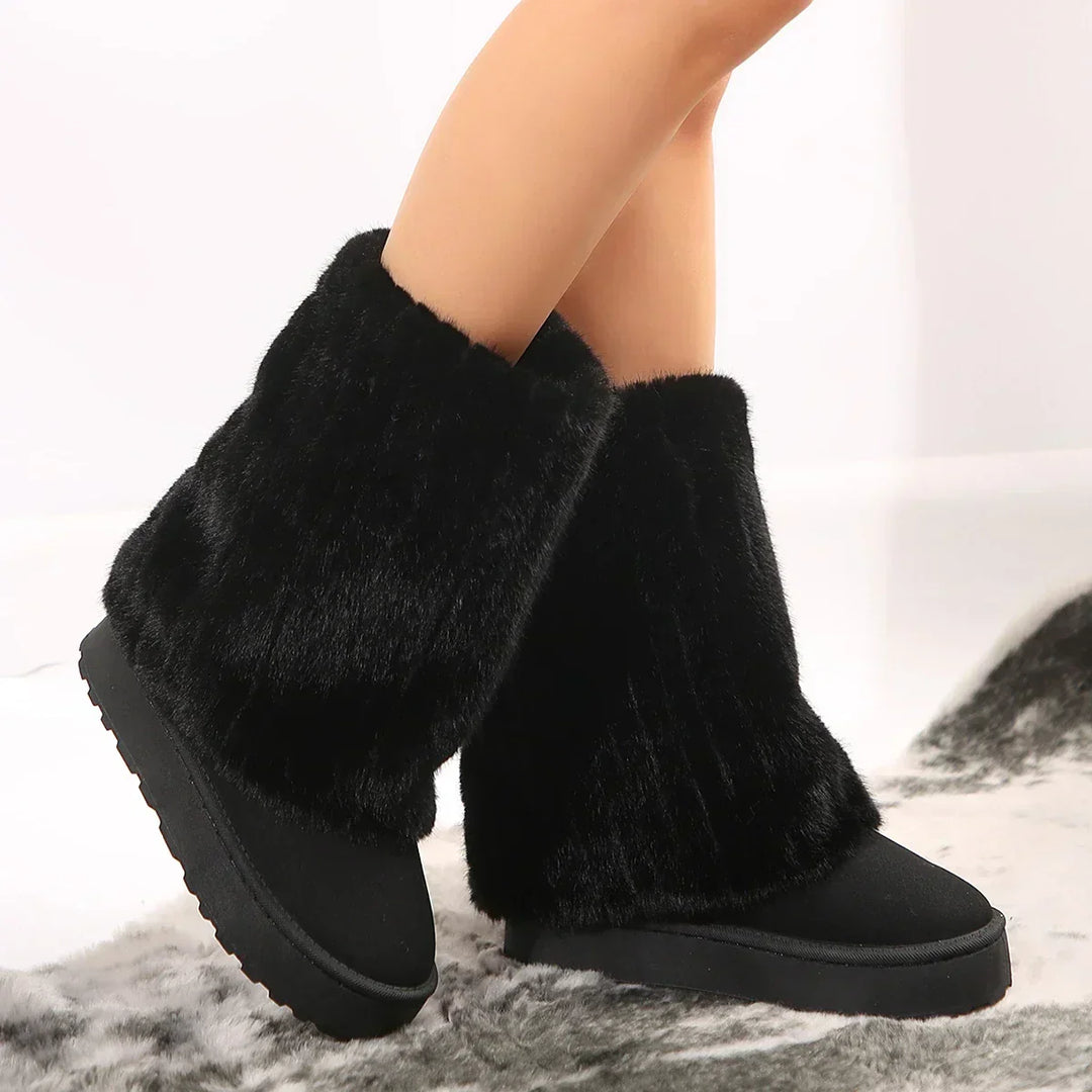 Ankle Sheepskin Boots | Tall Shaft Platform Base