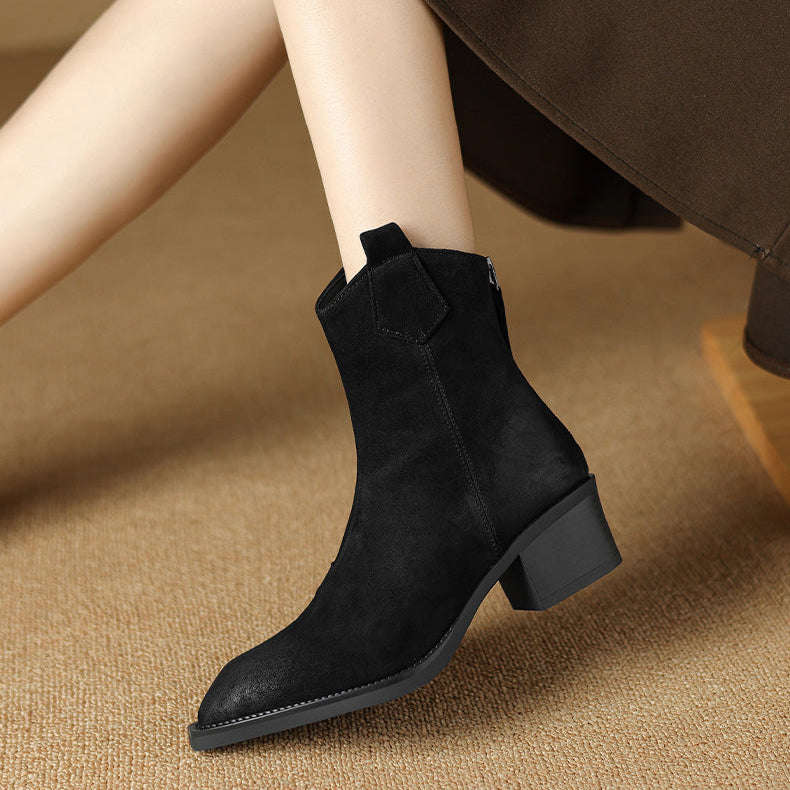 Sienna | Waterproof Pointed Toe Side-Zip leather Ankle Boots
