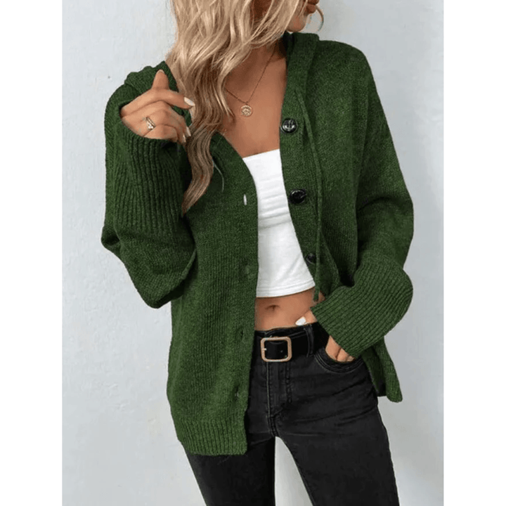 Riley | Heathered Knit Oversized Hooded Button-Front Cardigan