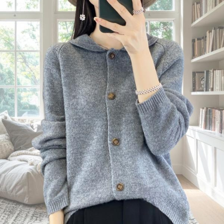 Laura | Relaxed-Fit Button-Up Collared Knit Cardigan