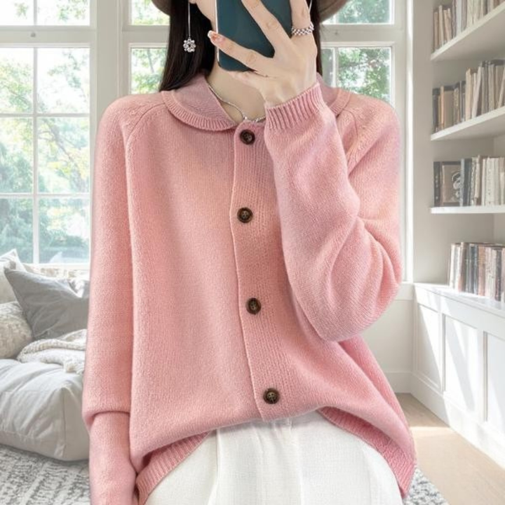 Laura | Relaxed-Fit Button-Up Collared Knit Cardigan