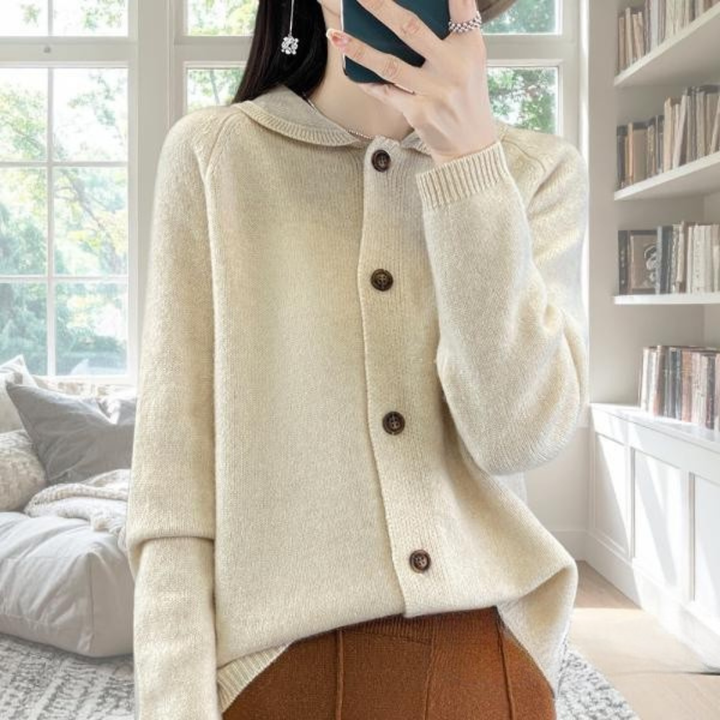 Laura | Relaxed-Fit Button-Up Collared Knit Cardigan