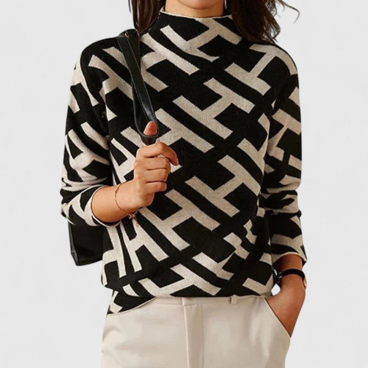 Palmera | Turtleneck Geometric Pattern Knit Sweater