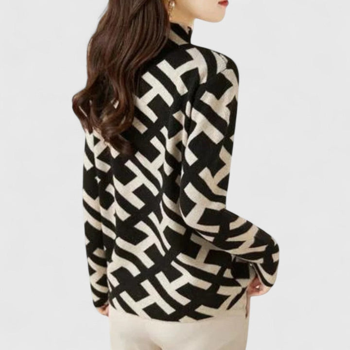 Palmera | Turtleneck Geometric Pattern Knit Sweater