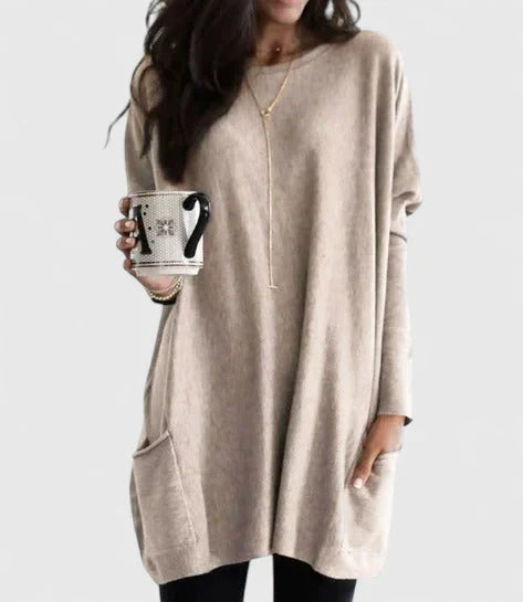 Katherine | Functional Pockets Tunic Length Sweater