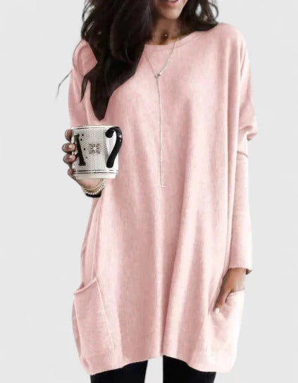 Katherine | Functional Pockets Tunic Length Sweater
