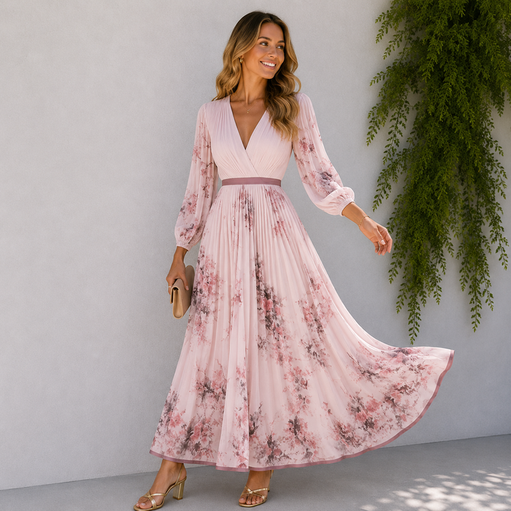 Eva | Elegant Pleated Maxi Dress