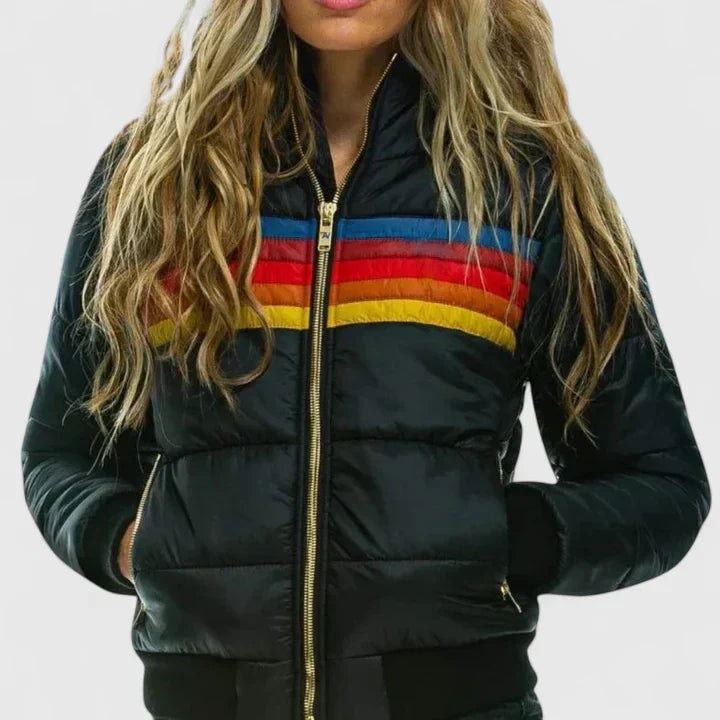 Sara | Warm Winter Quilted Retro Striped Puffer Jacket