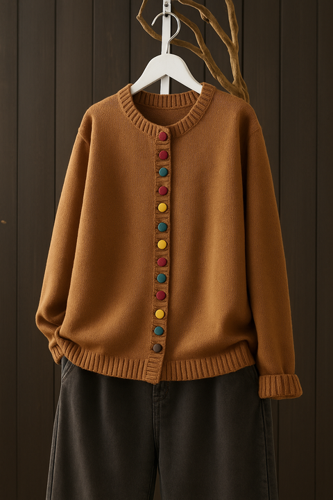Sharon | Winter Colorful Button Knit Cardigan
