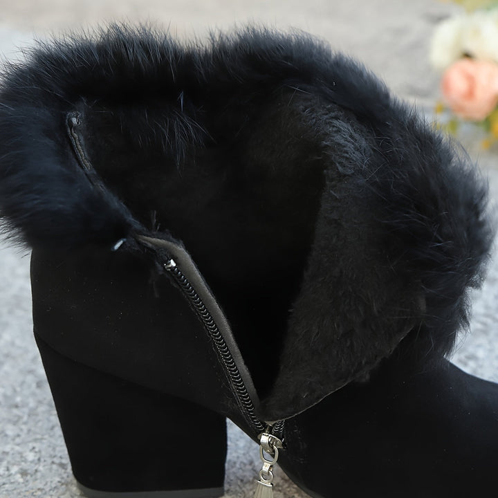 Donna | Faux Fur Collar Side Zipper Closure Winter Boots
