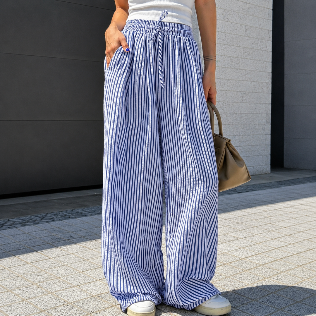 Chloe | Striped High-Waisted Loose Trousers