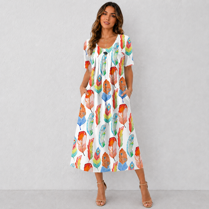 Anna | Floral A-Line Midi Dress – Women's Casual Summer Dress