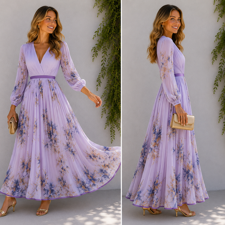 Eva | Elegant Pleated Maxi Dress