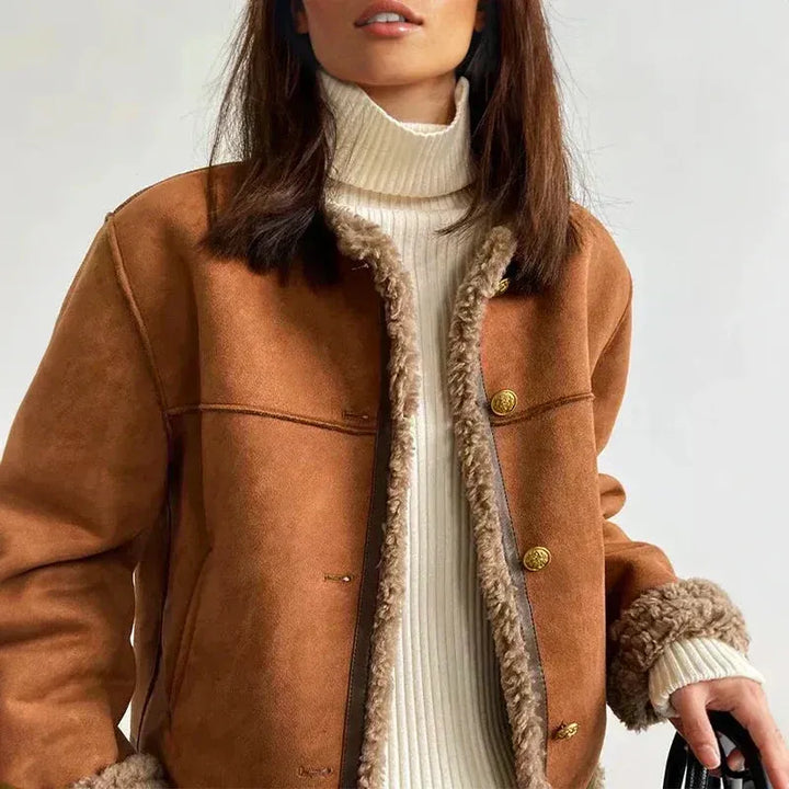 Savannah | Winter Suede Sherpa-Lined Button-Up Jacket