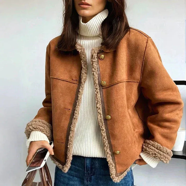 Savannah | Winter Suede Sherpa-Lined Button-Up Jacket