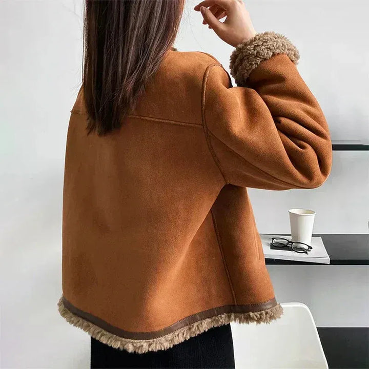 Savannah | Winter Suede Sherpa-Lined Button-Up Jacket