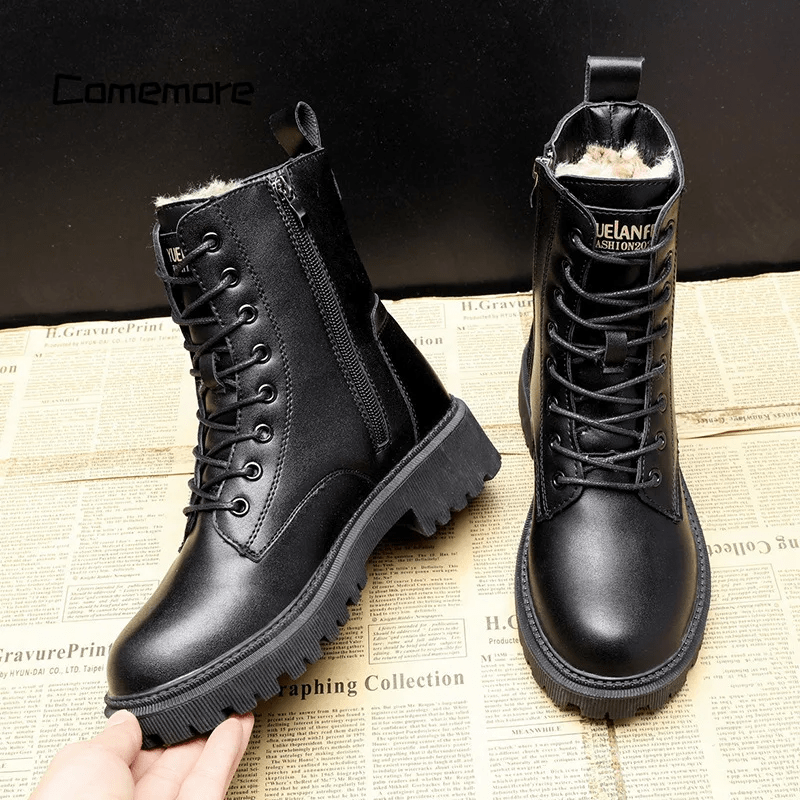 Winter Black Boots for Women | Toe Ankle Rounded Height
