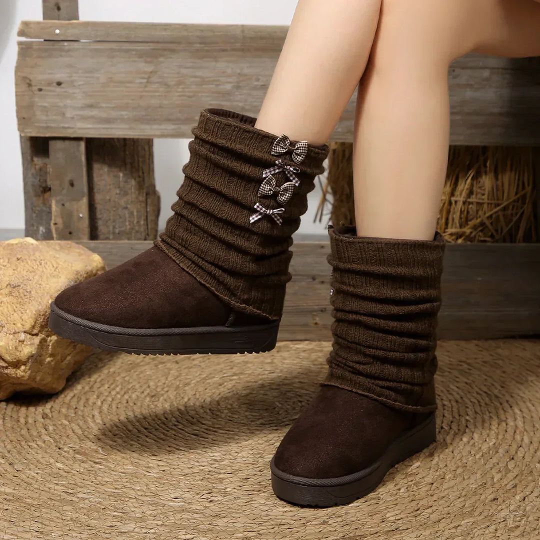 Wendy | Slouchy Knit Cuff Slip-On Design Waterproof Snow Boots