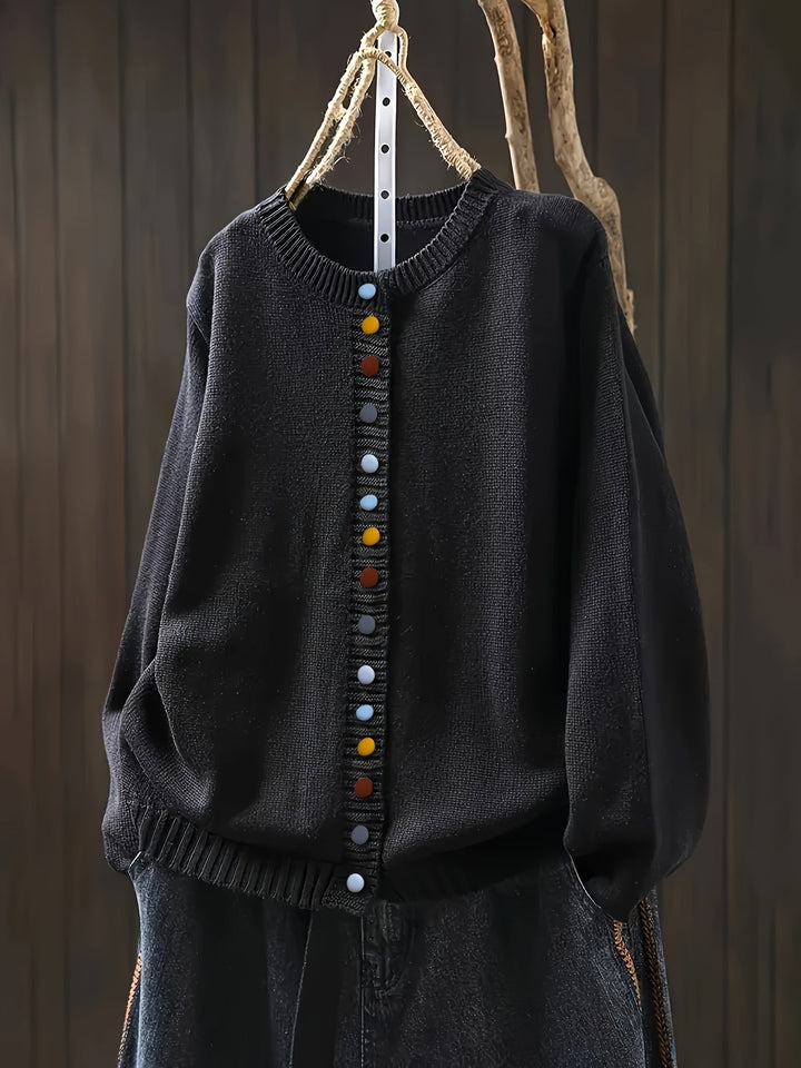 Sharon | Winter Colorful Button Knit Cardigan