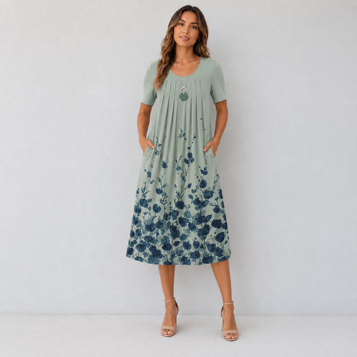 Anna | Floral A-Line Midi Dress – Women's Casual Summer Dress