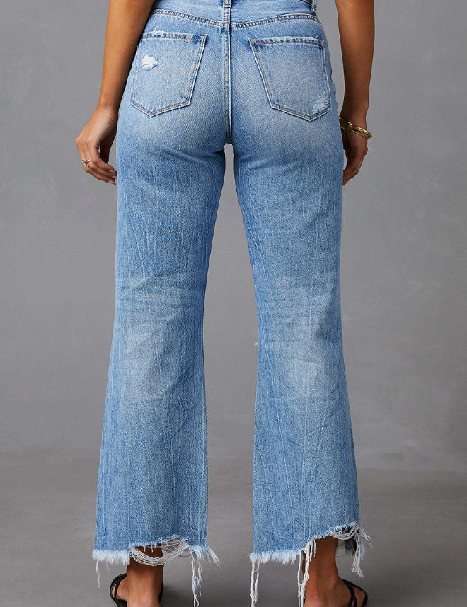 Aya Distressed Wide Jeans