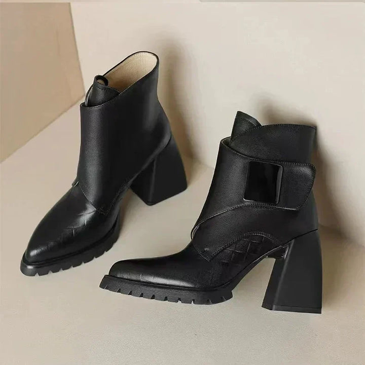 Marcella | Buckle Detail Leather Waterproof Ankle Boots