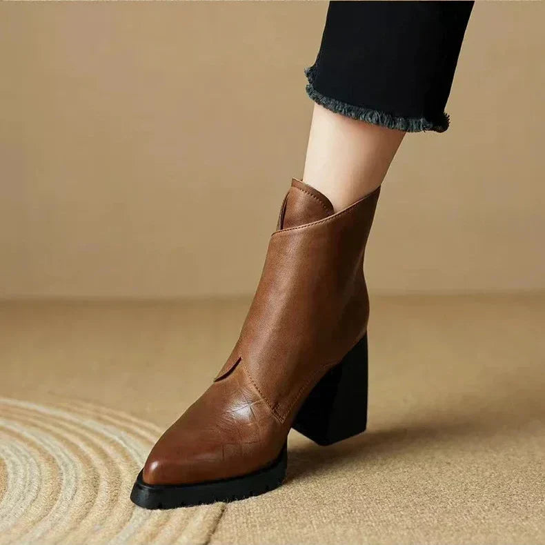 Marcella | Buckle Detail Leather Waterproof Ankle Boots
